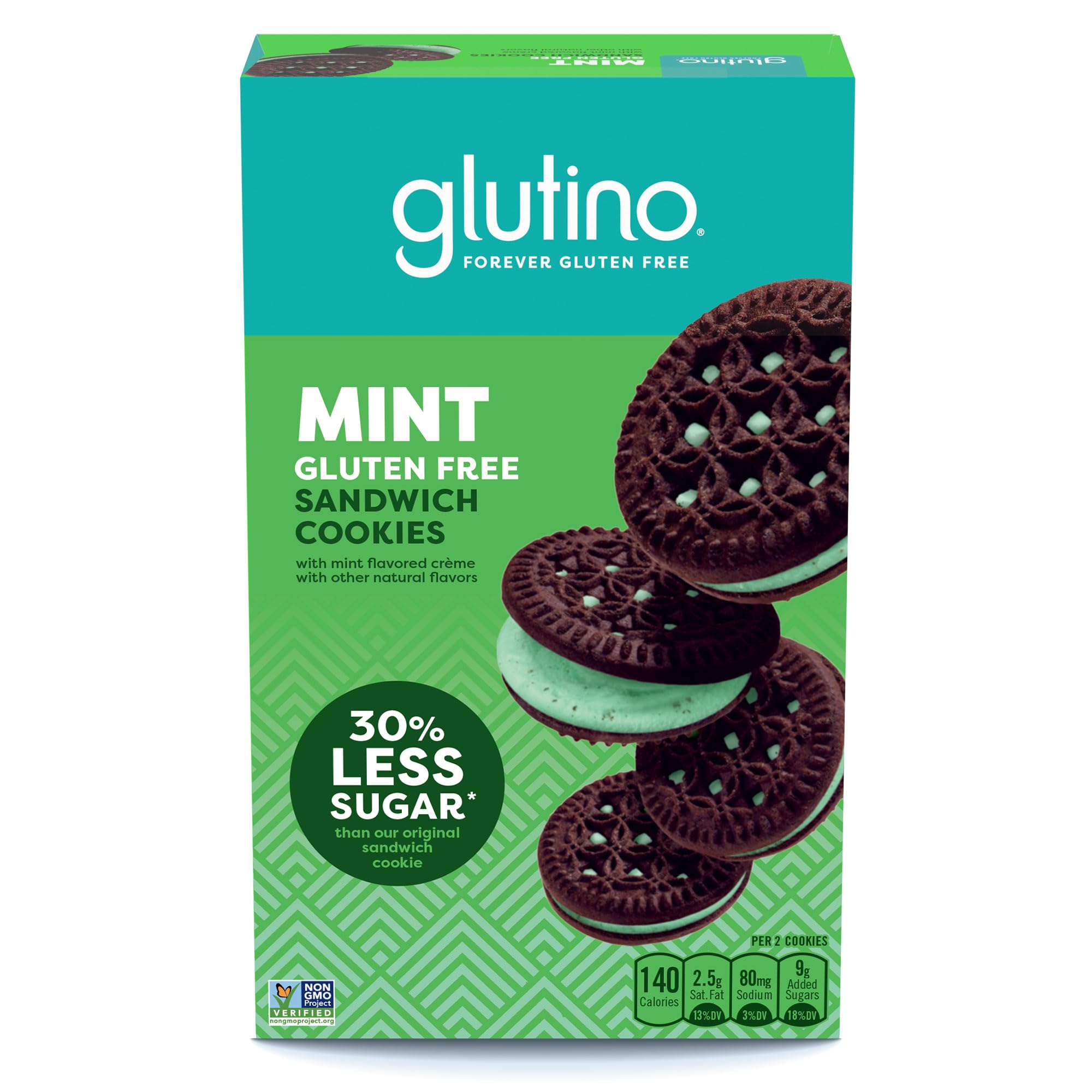 Glutino Gluten Free Mint Flavored Sandwich Cookies - 10.5 oz Pack of Delicious Gluten Free Snacks for Parties, School Lunches & Healthy Desserts