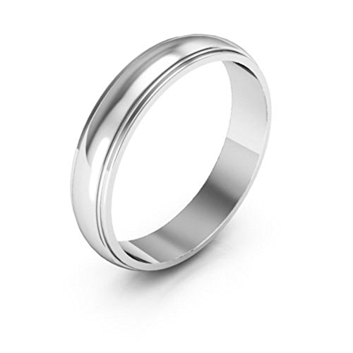10K White Gold Plain Wedding Bands for Men & Women - 4mm Half Round Edge - Classic Wedding Rings for Couples, Anniversaries & Engagements