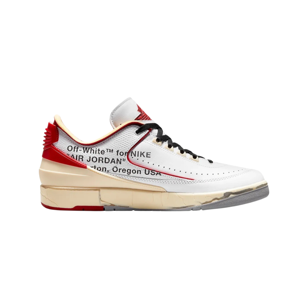 Off White x Air Jordan 2 Retro Low SP Sneakers - White & Varsity Red Colorway - Limited Edition Basketball Shoes for Men | Streetwear Fashion & Sneaker Collecting