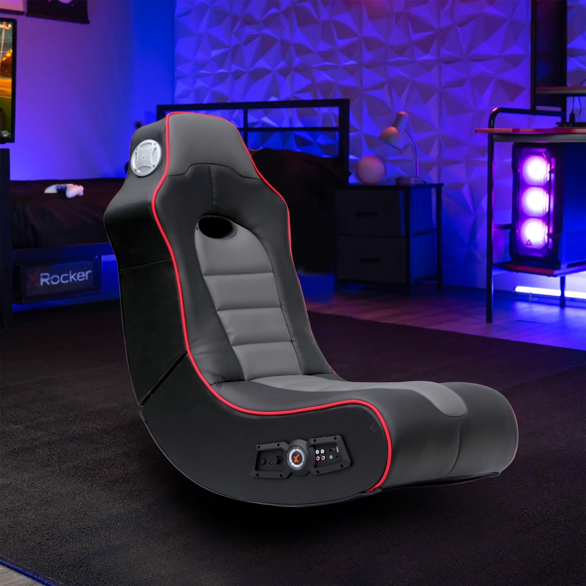 X Rocker Video Gaming Floor Rocker Chair with Built-in Speakers - Foldable Ergonomic Gaming Chair for Kids & Teens Ages 5-17 - Perfect for Bedroom, Game Room or Living Room Gaming Setup - Great Gift for Boys & Girls Gamers