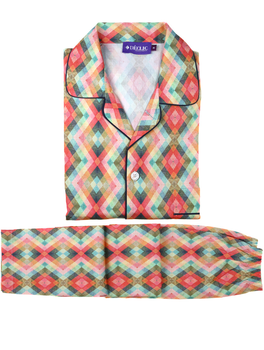 DÉCLIC Jest Patterned Pyjamas for Women - Soft Cotton Sleepwear Set, Fun Printed Pajamas for Lounge & Sleep - Perfect for Relaxing at Home, Sleepovers, and Gift Giving