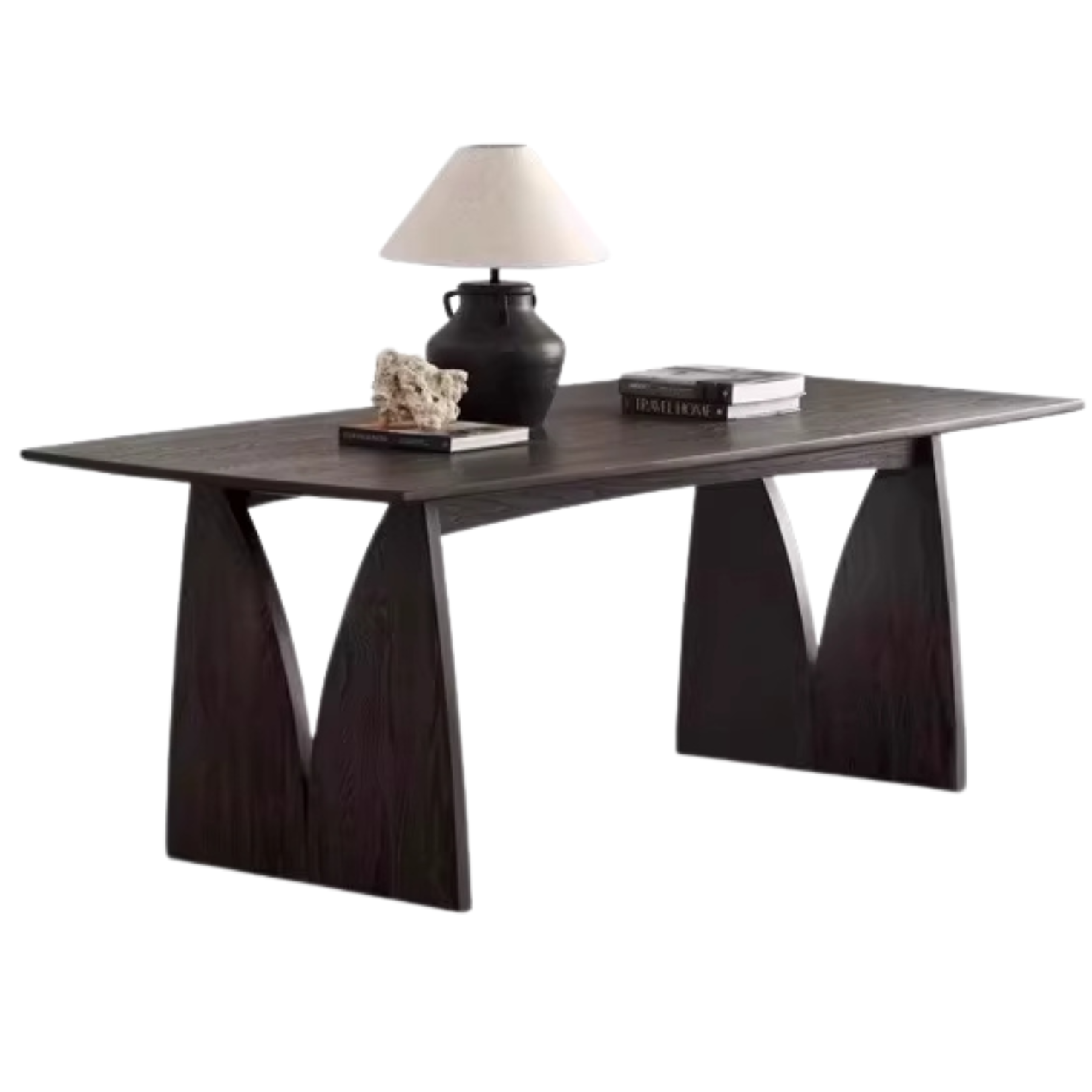 Handcrafted Oak Solid Wood Wabi Sabi Style Dining Table - Natural Wood Grain Texture - Modern Minimalist Furniture for Dining Room, Kitchen, or Open Concept Living Space