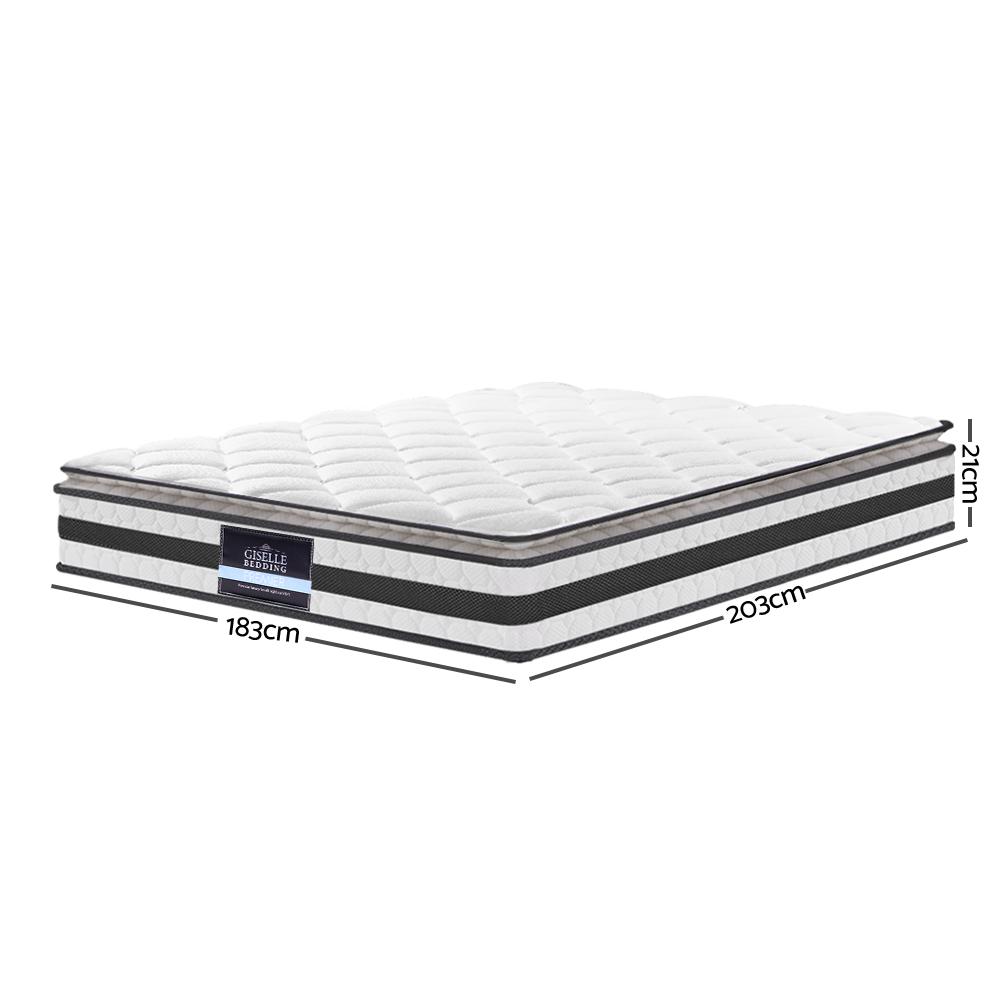 Agnes Bed Grey & Normay Pillow Top Mattress - Medium Firm Queen Size | Premium Comfort for Side & Back Sleepers | Perfect for Guest Rooms & Master Bedrooms