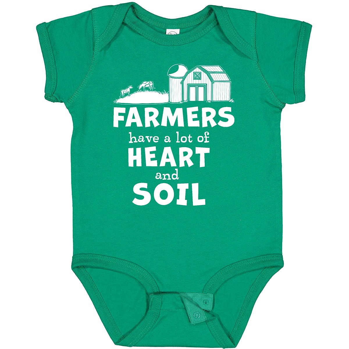 Inktastic Farmers Have a Lot Of Heart and Soil Baby Bodysuit - Cute Organic Cotton Onesie for Newborns & Infants - Perfect for Farm-Themed Baby Showers, Family Photos & Country Living