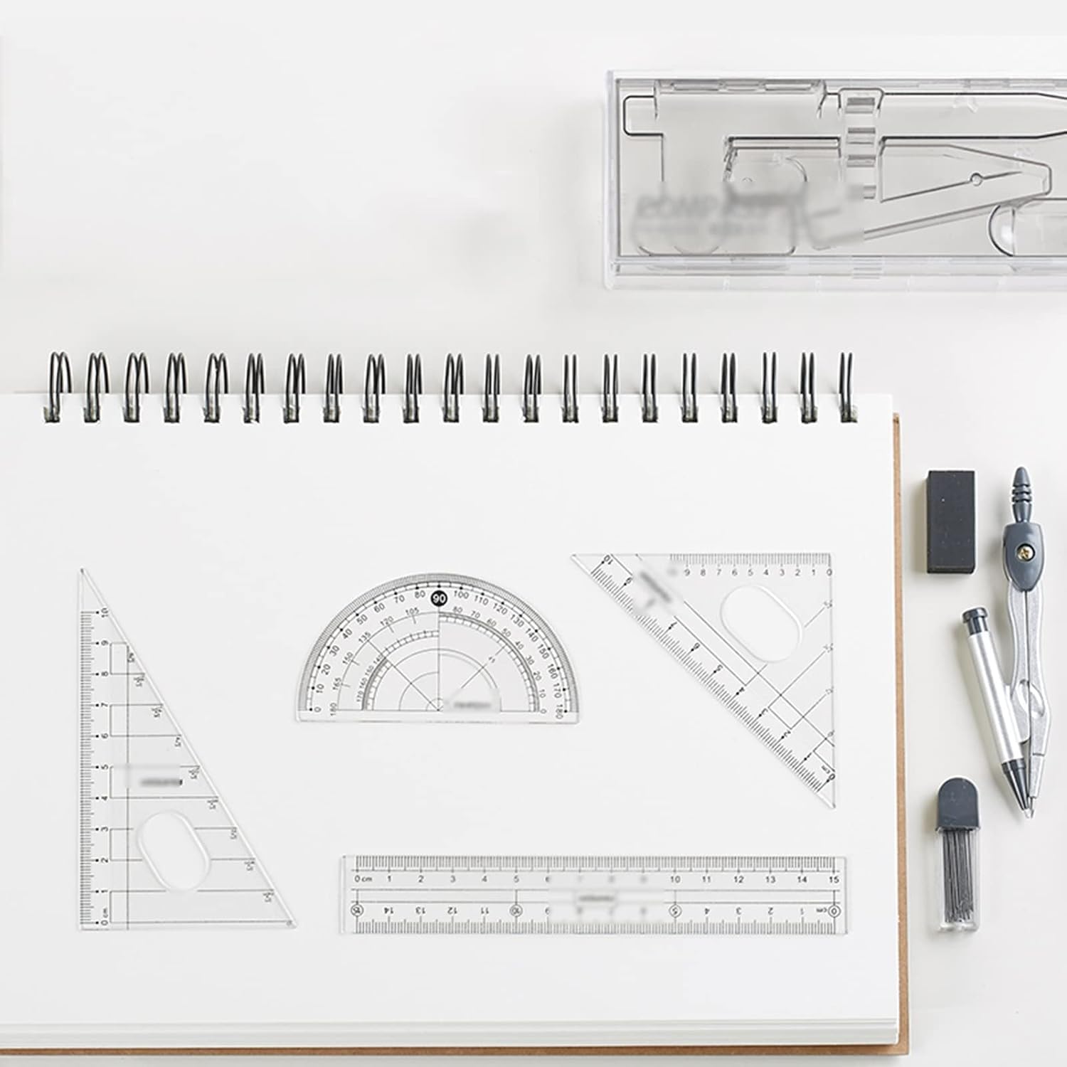 Premium Metal Math Compass Set - Geometry & Drafting Tools Kit with Compass, Ruler, Mechanical Pencil & Protractor for Students, Engineers & Artists - Perfect for School, Technical Drawing & Architectural Design