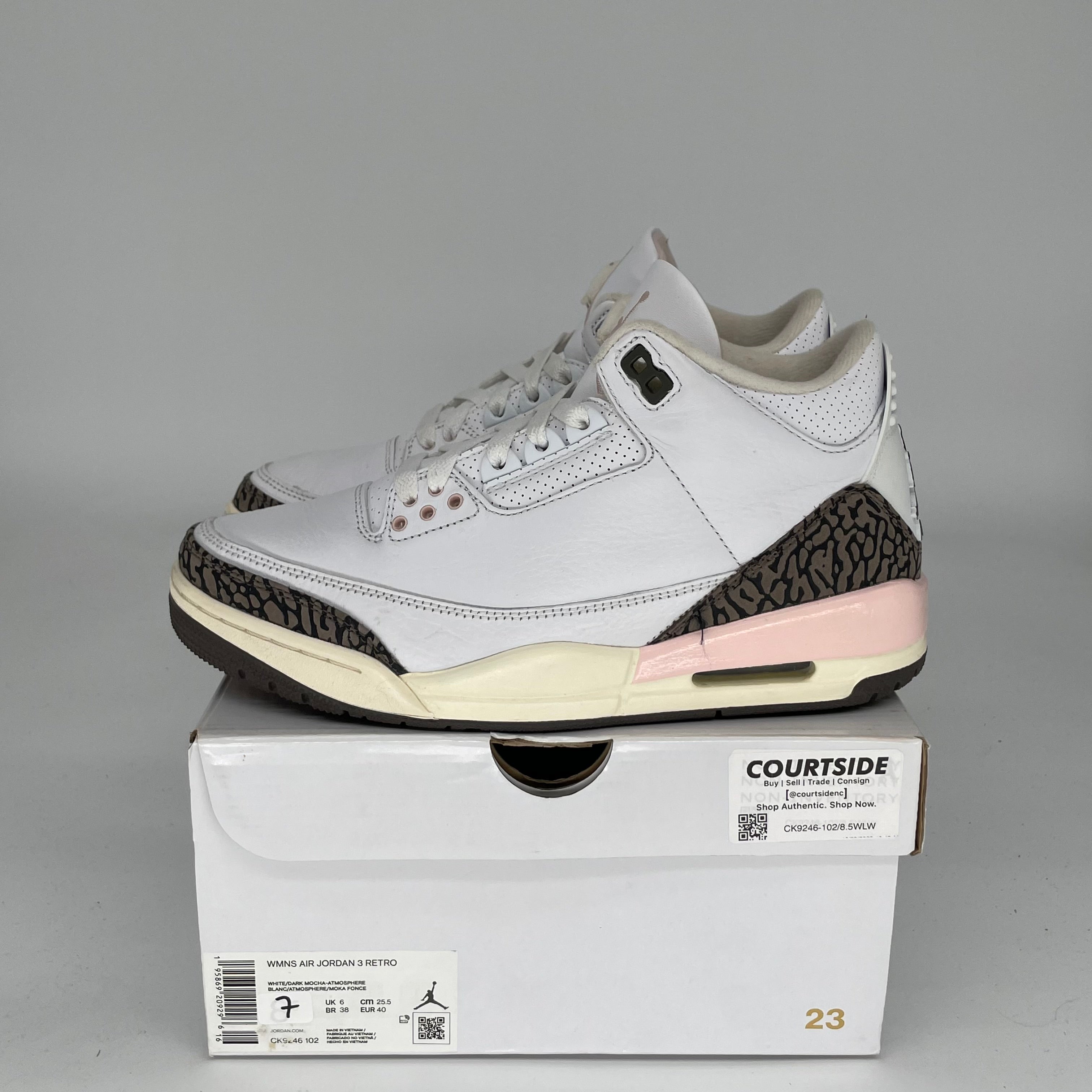 AIR JORDAN 3 NEAPOLITAN Women's Sneakers - Size 7/8.5W (CK9246-102) - Retro Basketball Shoes for Casual Wear & Street Fashion