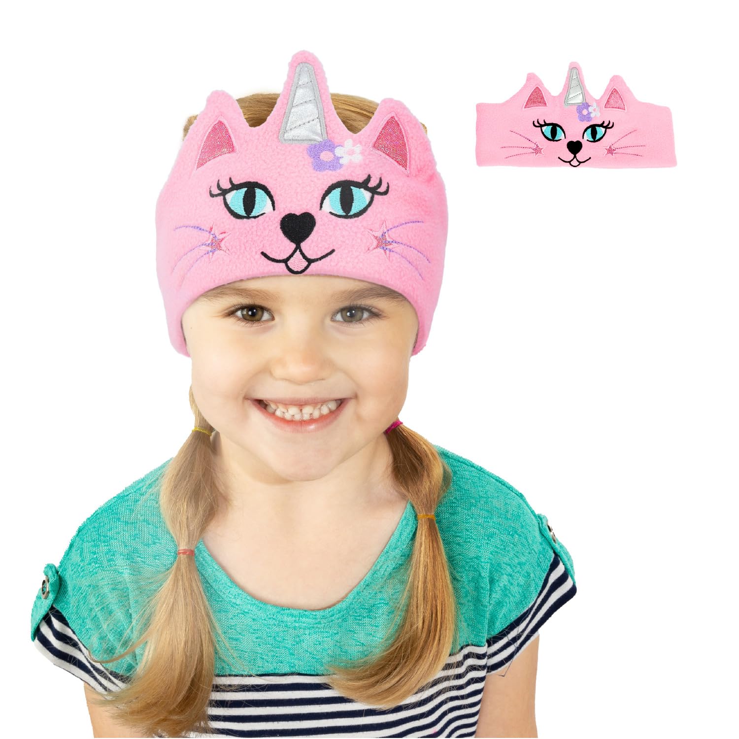 CozyPhones Kids Headphones Wireless - Stretchy Headband Earphones for Children 1-3 Years, Comfortable Toddler Headphones with Caticorn Design - Perfect for Travel, School & Home Use