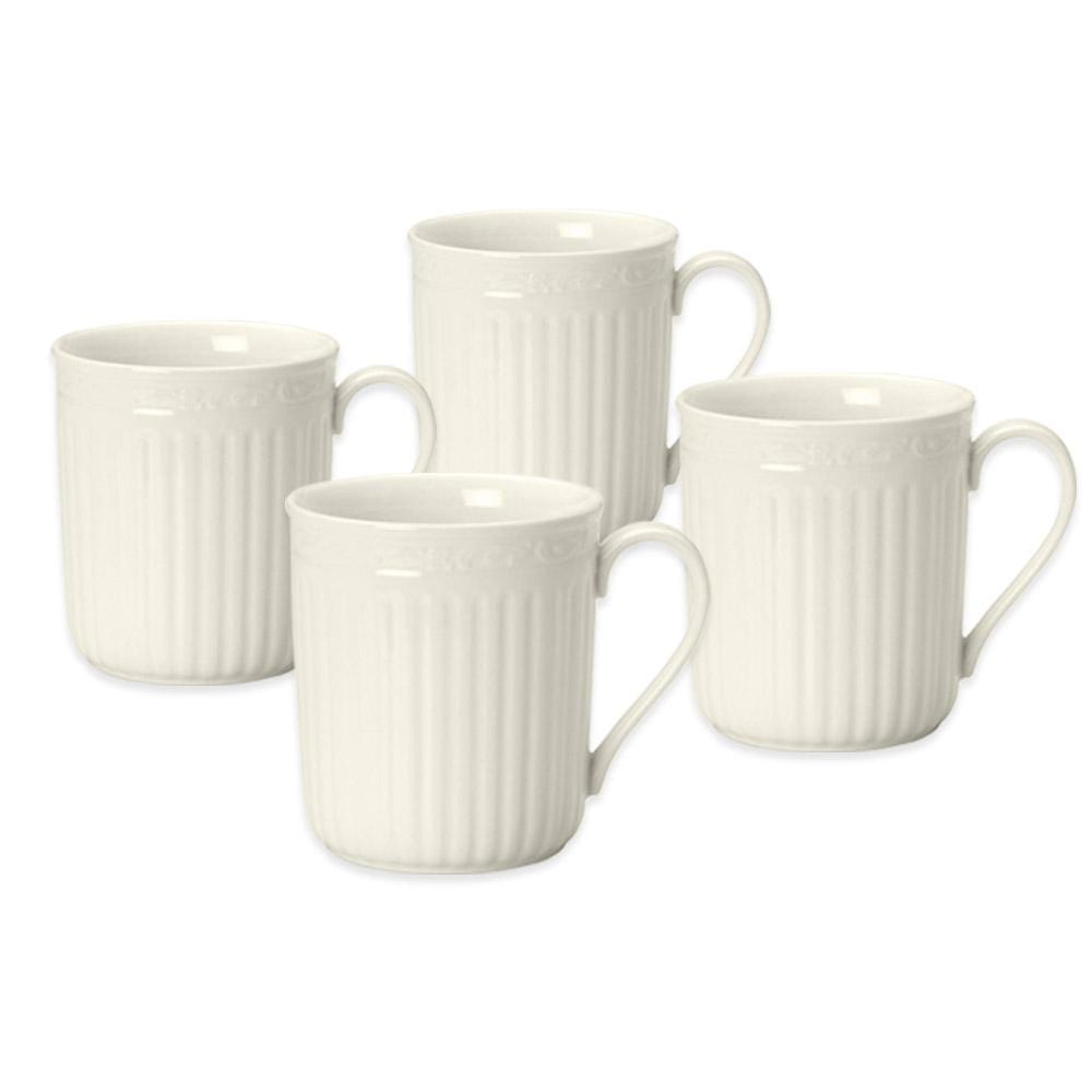 Italian Countryside Ceramic Coffee Mugs - Set of 4 Farmhouse Style Cups for Tea, Hot Chocolate & Breakfast - Perfect for Rustic Kitchen Decor, Gift Giving & Cozy Morning Coffee Moments