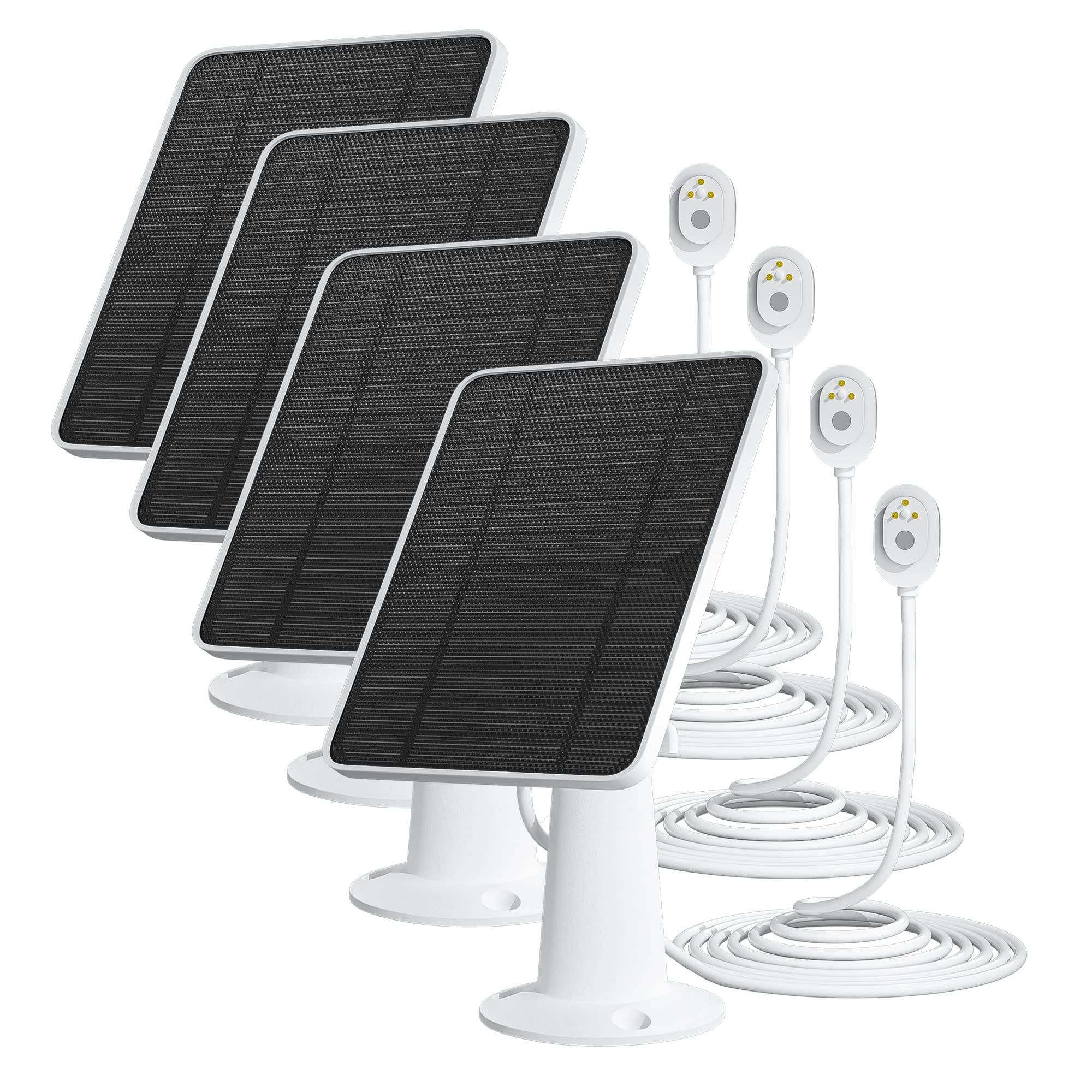 **4 Pack Solar Panel Charger for Arlo Ultra/Ultra 2/Pro 3/Pro 4/Pro 3 Floodlight Security Cameras - 5V 4W IP65 Weatherproof with 9.8ft Cable & Adjustable Wall Mount - Ideal for Outdoor Home Security & Continuous Power Supply**