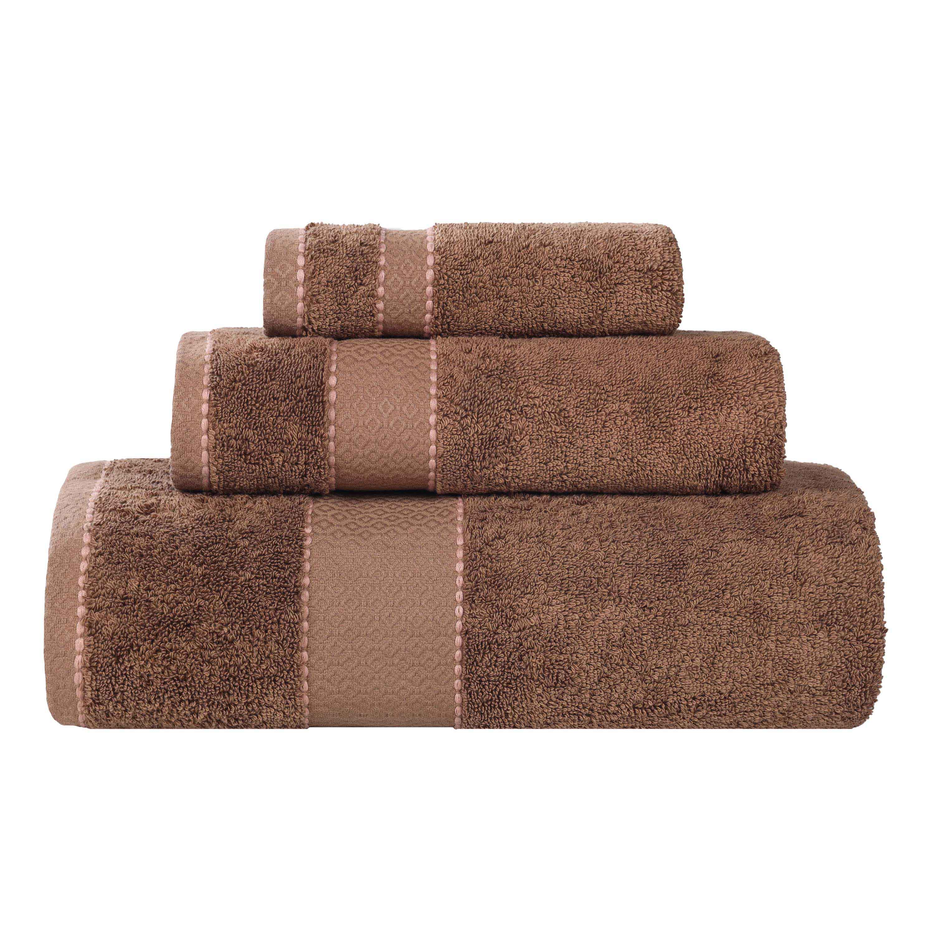 Premium Egyptian Giza Cotton Dobby 3-Piece Bath Towel Set - Ultra Absorbent, Soft & Luxurious for Spa, Bathroom, and Guest Use