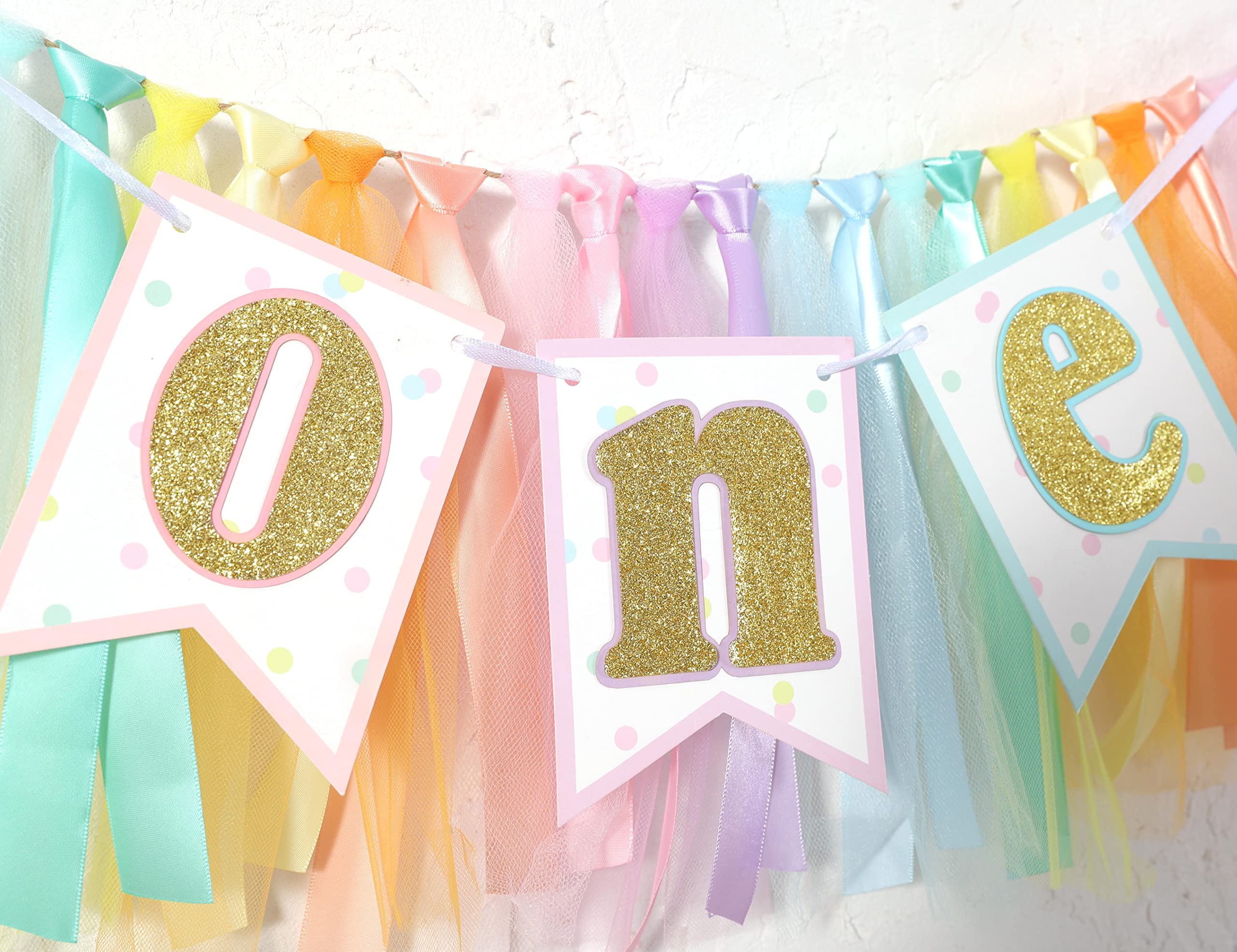 Rainbow High Chair Banner for 1st Birthday - Girl's First Birthday Tutu Banner, Ice Cream Party Decorations, Baby Shower & Birthday Party Supplies - Perfect for Cake Smash Photos, Highchair Decor, and Rainbow-Themed Celebrations
