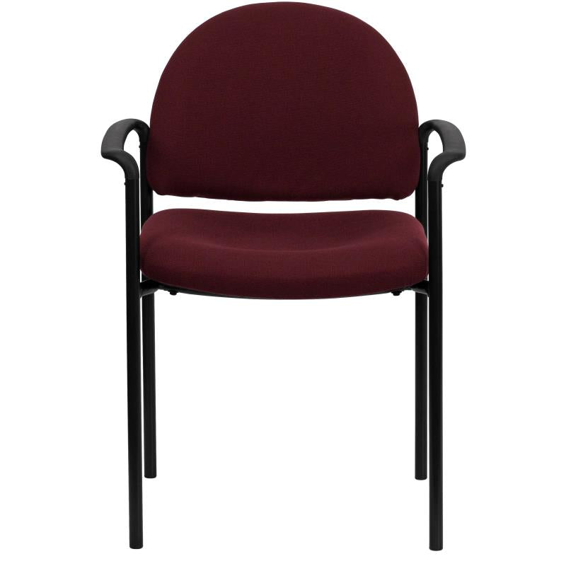 FLASH Tiffany Comfort Gray Fabric Stackable Steel Side Reception Chair with Arms - Modern Office Seating for Waiting Rooms, Lobbies & Conference Areas