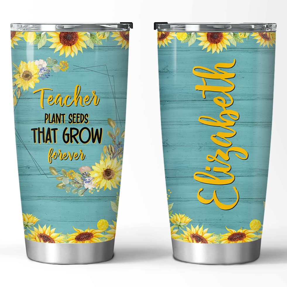 Personalized Teacher Tumbler 20oz - Sunflower Gift for Women, Great for Classroom & Appreciation Gifts