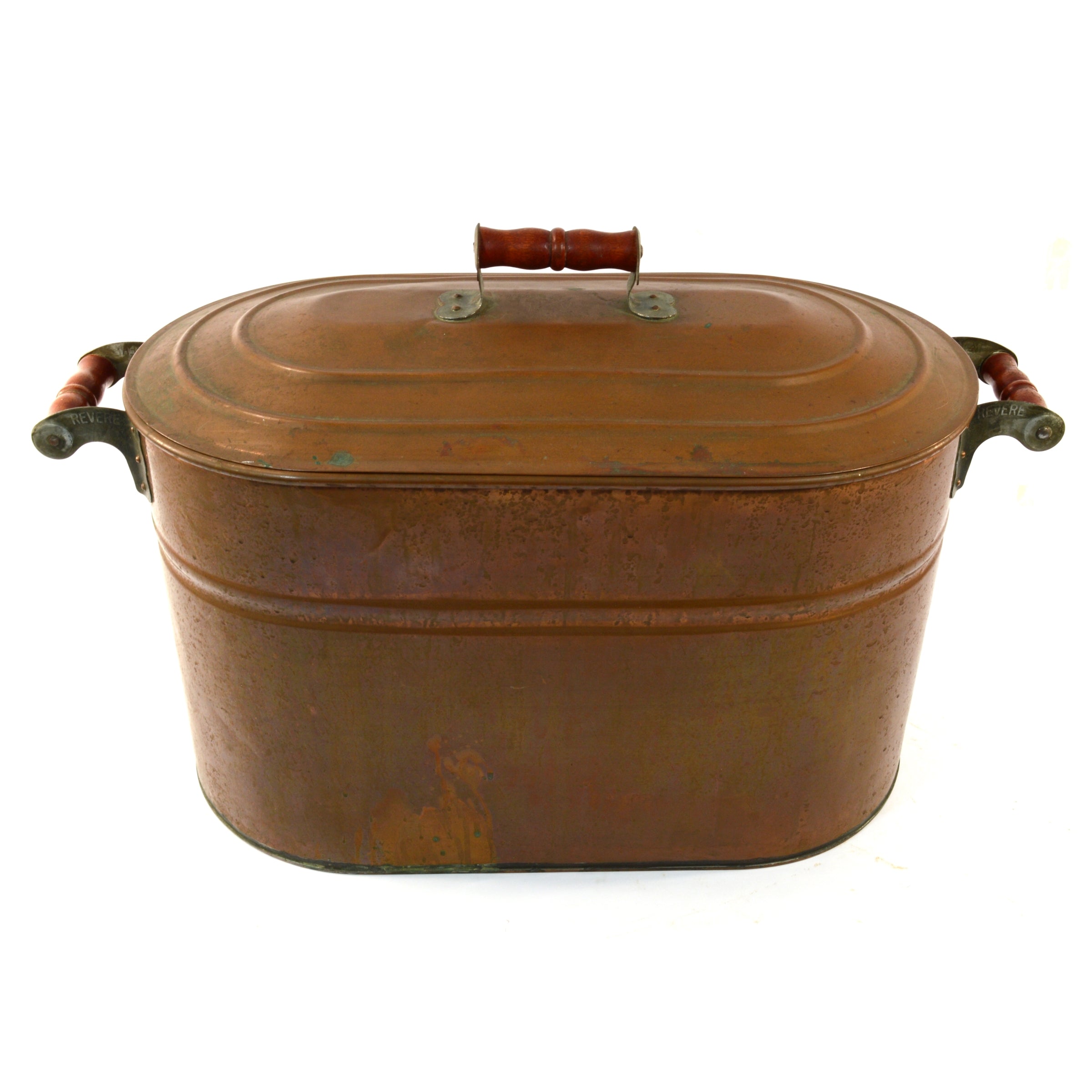 Vintage Revere Copper 14-Gallon Roasting Pan with Double Handles & Original Lid - Perfect for Large Family Dinners, Holiday Cooking, and Professional Catering