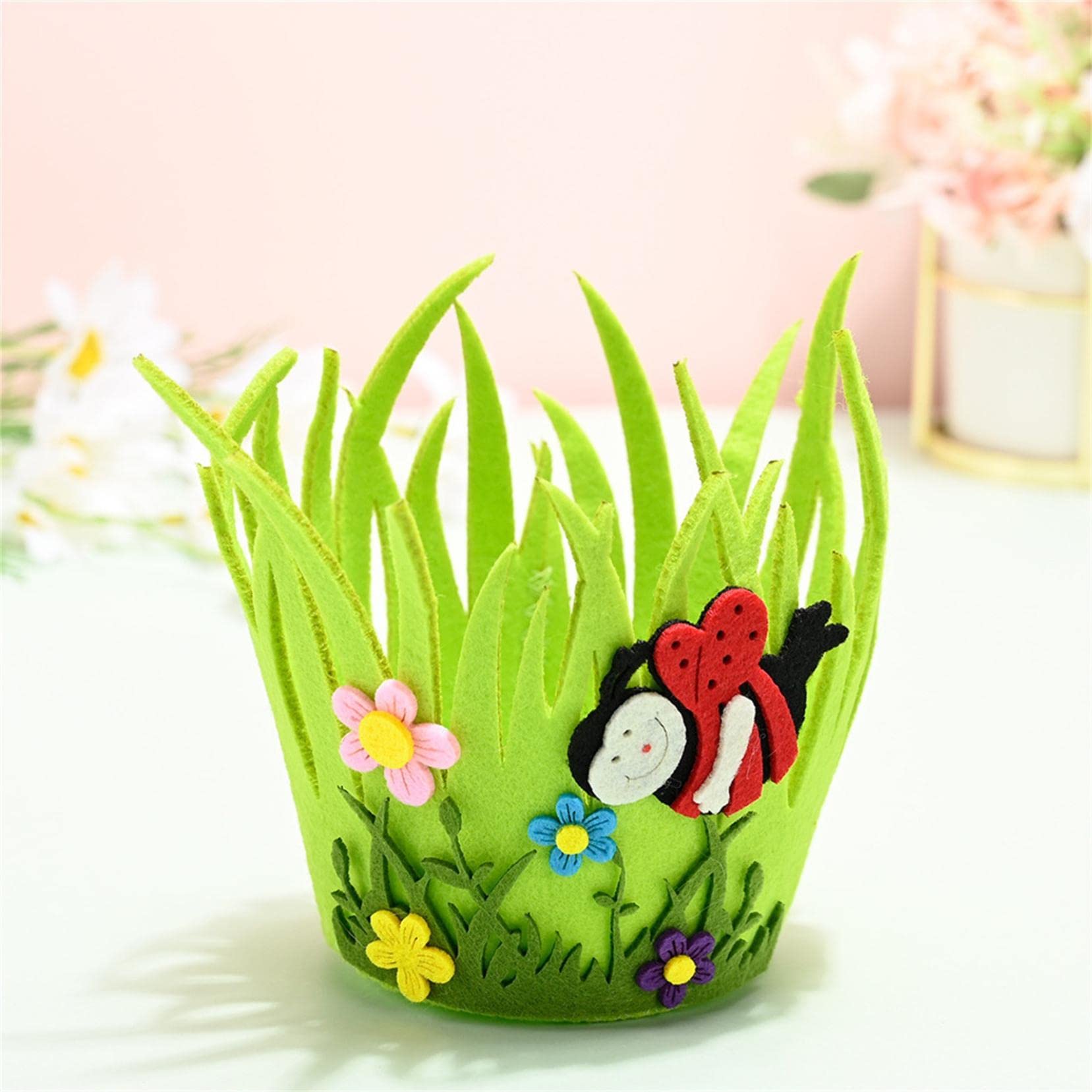 Easter Basket for Kids - Portable Non-Woven Easter Decorations Bucket with Handle, Easter Gifts for Boys and Girls - Perfect for Easter Egg Hunts, Party Favors & Spring Home Decor