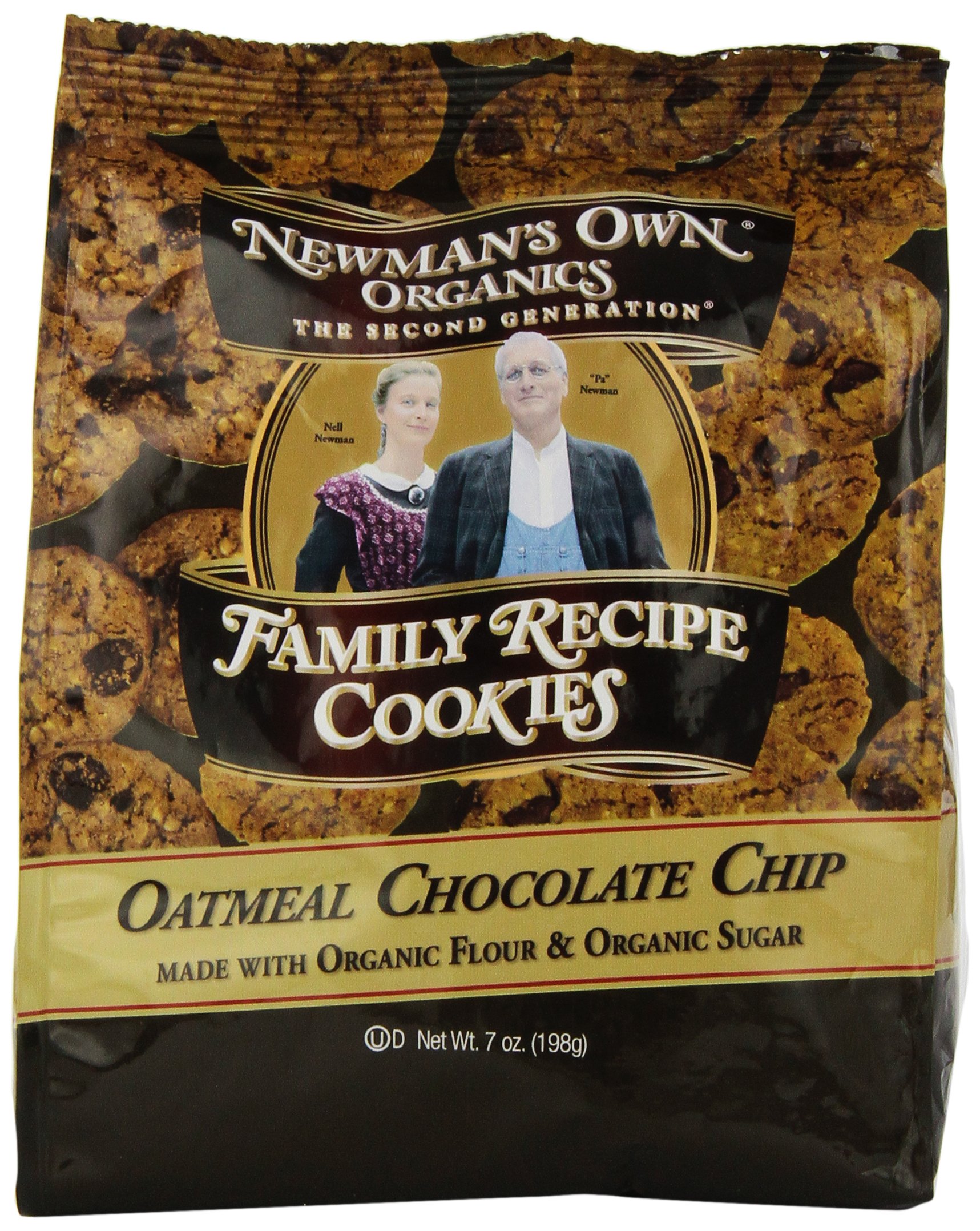 Newman's Own Organics Oatmeal Chocolate Chip Cookies - 7 oz Pack | USDA Organic, Non-GMO, Gluten-Free Snacks | Perfect for Breakfast, Lunch Box & Office Snacking