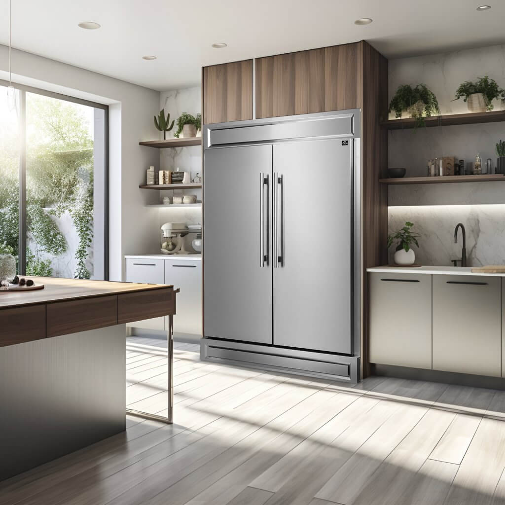 Forno Maderno 60-Inch Built-In 2-Piece Convertible Refrigerator/Freezer with Decorative Grill Trim, 27.2 cu.ft Capacity (FFFFD1722 60S) - Perfect for Modern Kitchens and Open-Concept Living Spaces