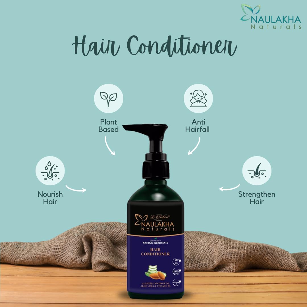 NAULAKHA NATURALS Almond & Aloe Vera Hair Conditioner - Silky Smooth Hair Treatment | Anti-Hair Fall & Anti-Dandruff Formula | For Men & Women | 300ml | Perfect for Daily Hair Care & Damaged Hair Repair