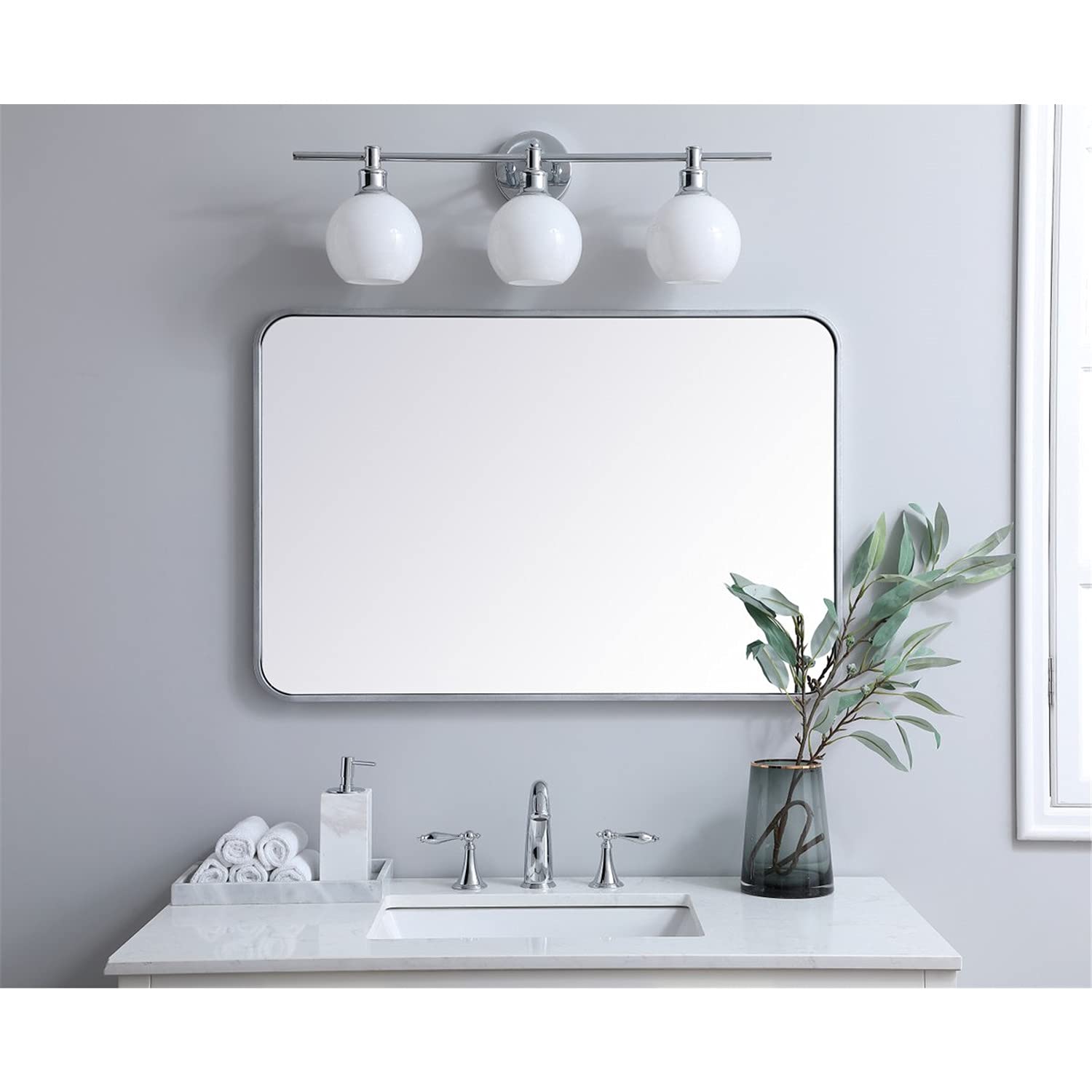Elegant Silver Metal Mirror 24x36 for Home Decor