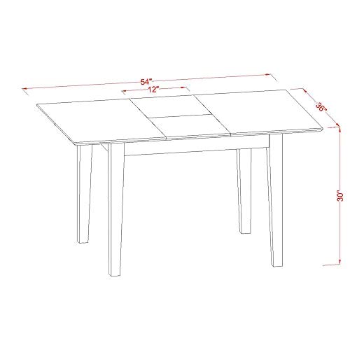 East West Furniture MLBO5-MAH-W 5-Piece Mahogany Dining Set with 36x54 Inch Extendable Table & 4 Wooden Chairs - Perfect for Small Spaces, Breakfast Nooks & Compact Dining Rooms
