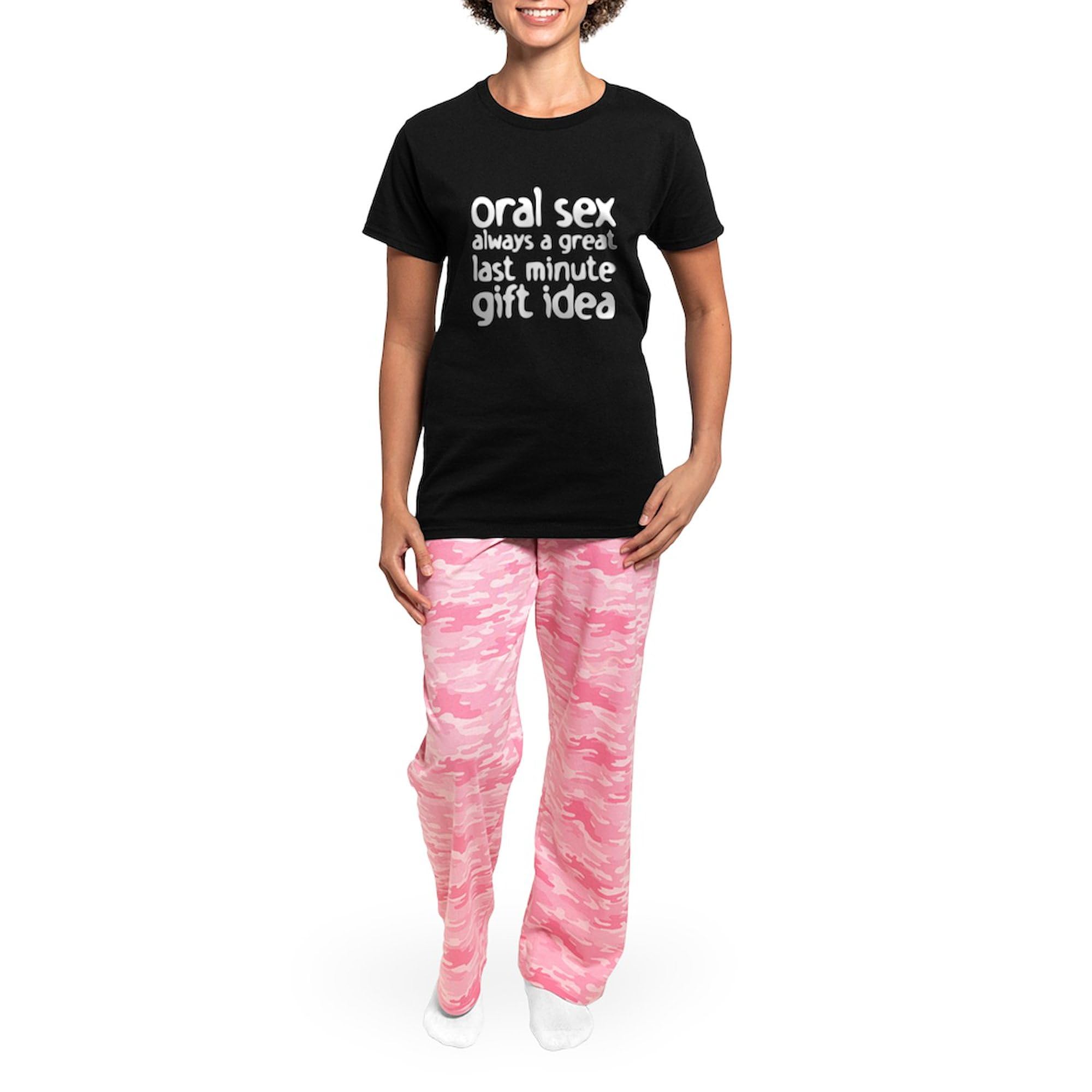 Oral Sex Themed Women's Dark Pajamas - Funny Novelty Sleepwear PJ Set for Women | Perfect for Bachelorette Parties, Girls Night & Couples Gifts
