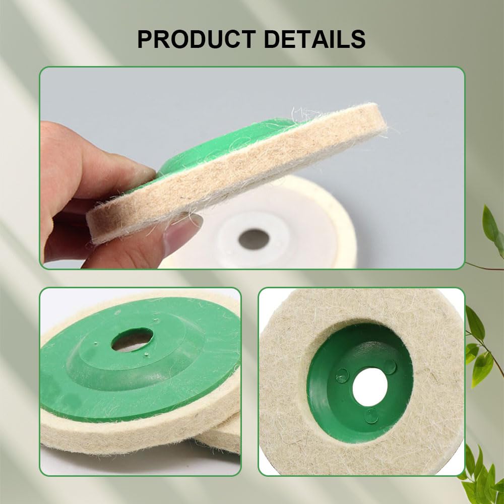 4 Inch Wool Felt Polishing Wheel Disc for Angle Grinder - Heavy Duty Buffing & Polishing Pad with 10mm Bore (10 Pack) - Perfect for Metal, Wood & Automotive Polishing Projects