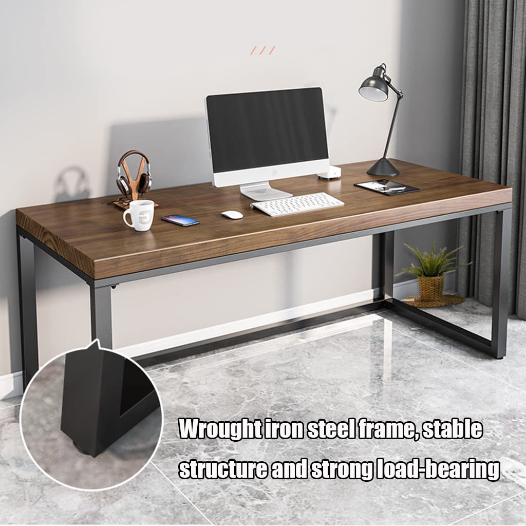 Solid Wood & Metal Computer Desk with Storage Drawer & Chair Set - 160x70x75cm Home Office Desk for Work, Study, Gaming & Writing - Ergonomic Workstation for Small Spaces