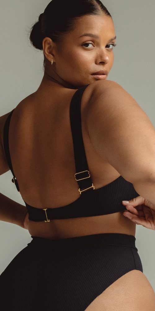 Hayden Black Rib Bikini Top for Women - Sexy Swimwear for Beach, Pool & Summer Vacations