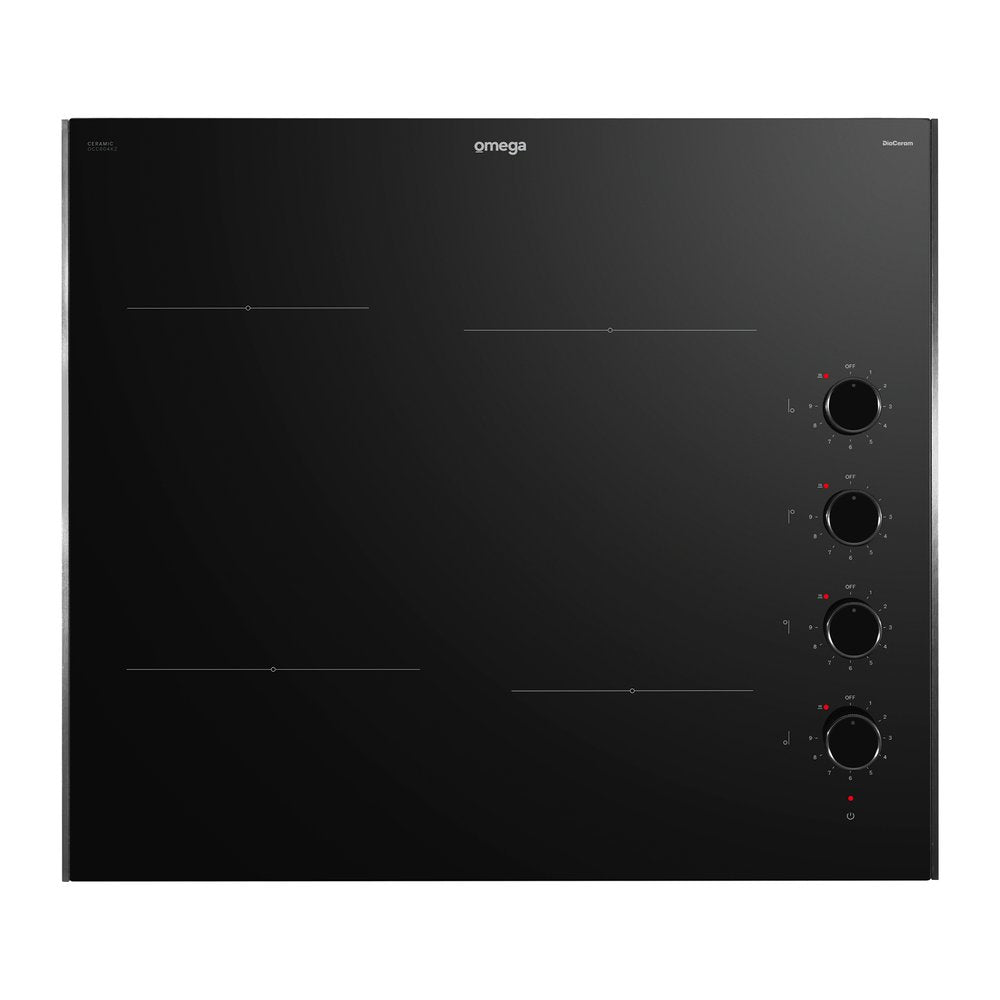 Omega OCC604KZ 60cm Ceramic Cooktop with Knob Controls - Perfect for Modern Kitchens, Cooking, and Baking