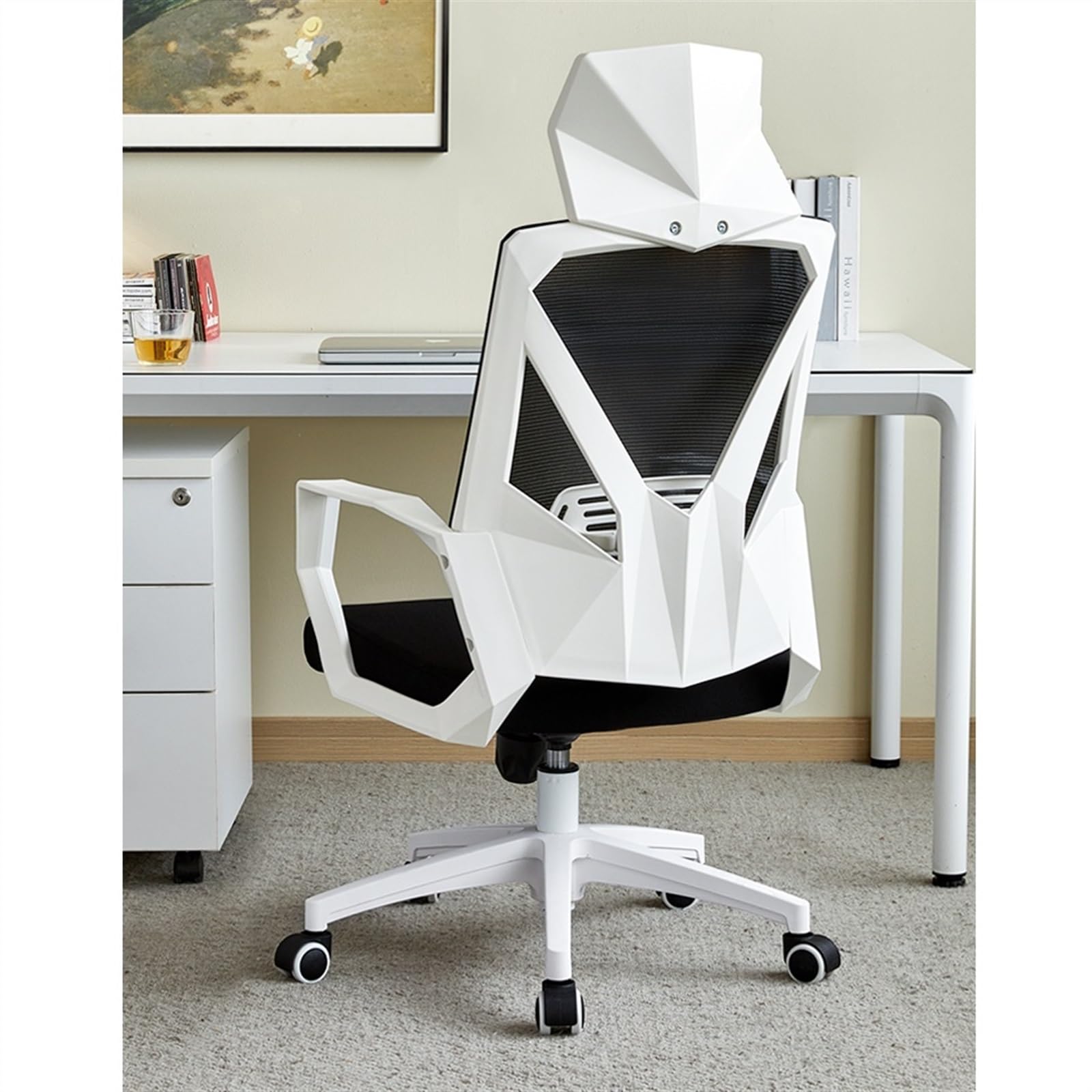 Ergonomic Office Chair with High Back Mesh & Lumbar Support - Adjustable Swivel Desk Chair with Wheels, Armrests & Pillow for Home & Conference - Comfortable Green Mesh Computer Chair for Long Hours Work & Gaming