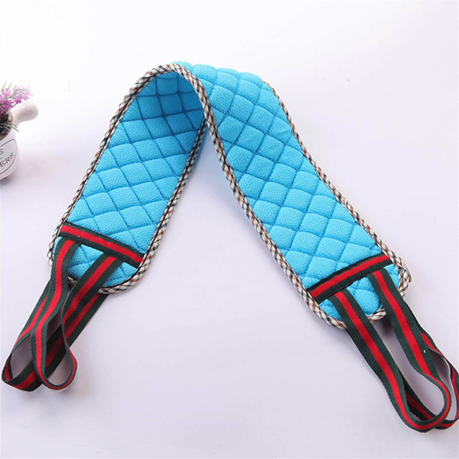 WUCHENG Double-Sided Shower Strap - Exfoliating Body Scrubber & Massage Loofah for Skin Care, Soft Rubbing Back Brush - Travel & Home Use (Blue) | Perfect for Spa Days, Deep Cleansing & Relaxing Bath Time