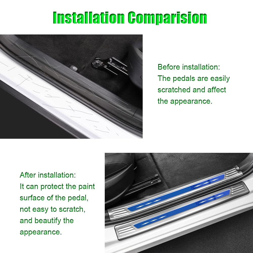 BOYOUS 4PCS Stainless Steel Door Sill Guards for Hyundai Elantra 2021-2025 - Anti-Scratch Protection, Silver & Blue Trim - Perfect for Car Door Protection and Style Enhancement