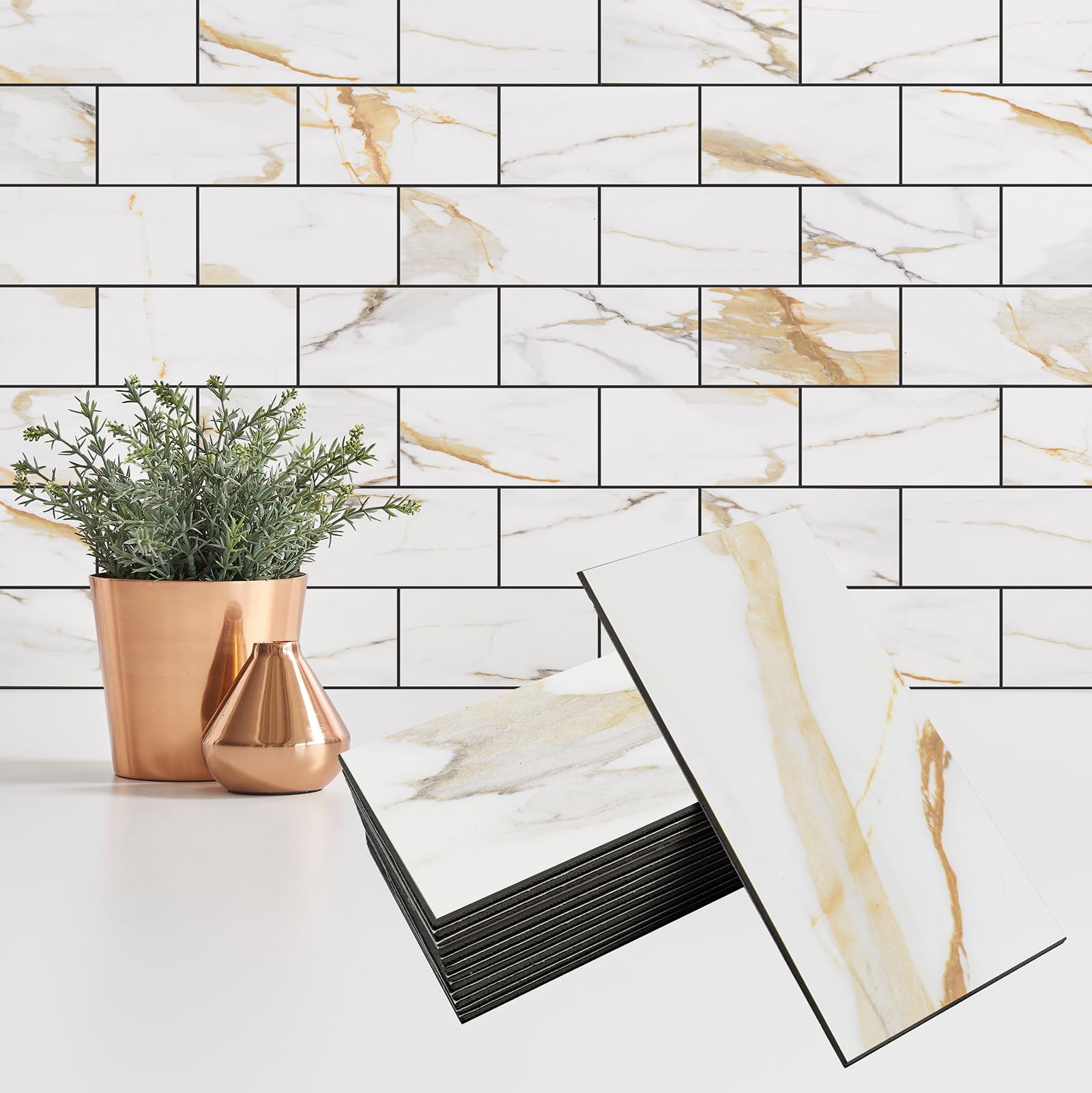100-Pack Self-Adhesive PVC Subway Tile Backsplash - 3