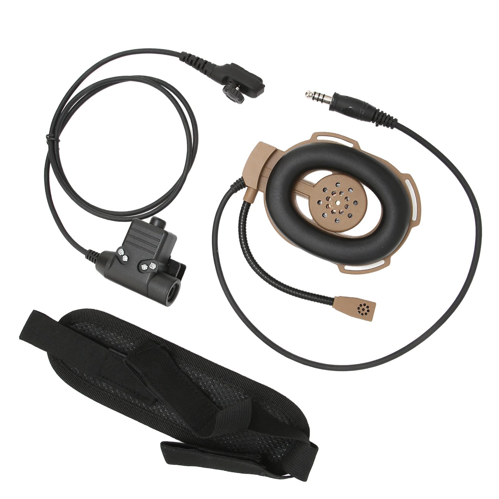 Military Tactical Headset - Cold Resistant, Comfortable Walkie Talkie Headset with High Strength for Hytera PD-780 & PD-785 (Brown) - Ideal for Outdoor Adventures, Security Operations & Emergency Communications