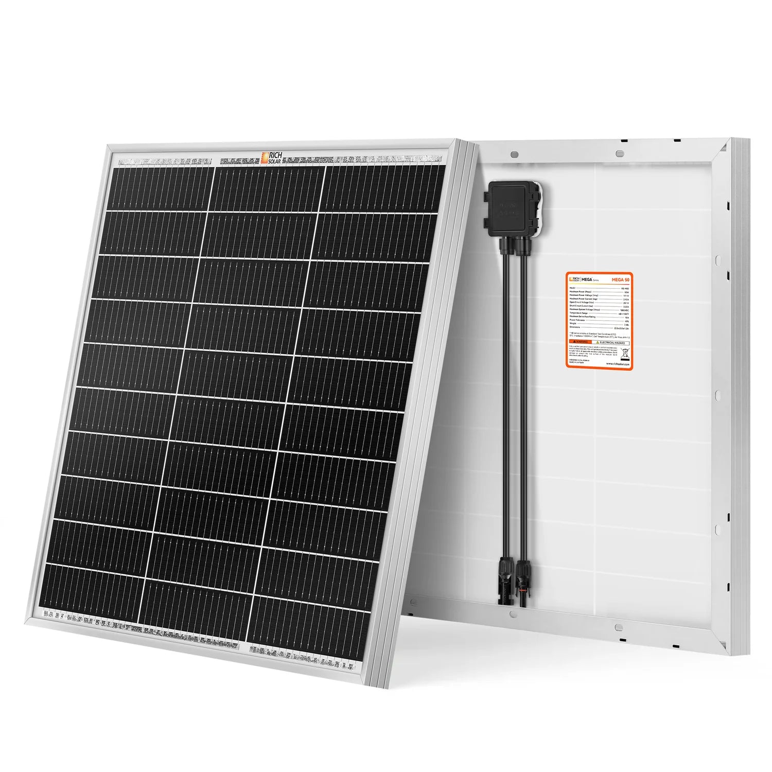 Rich Solar MEGA 50 Watt Solar Panel - High Efficiency Portable Solar Charger for Camping, RV, Boating & Off-Grid Power