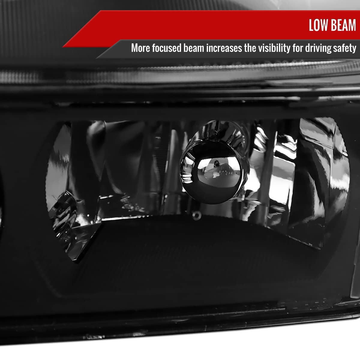 2002-2006 Chevy Avalanche 1500/2500 Black Replacement Headlights & Bumper Turn Signal Lights Pair (Left+Right) - Upgrade for Night Driving & Off-Road Adventures