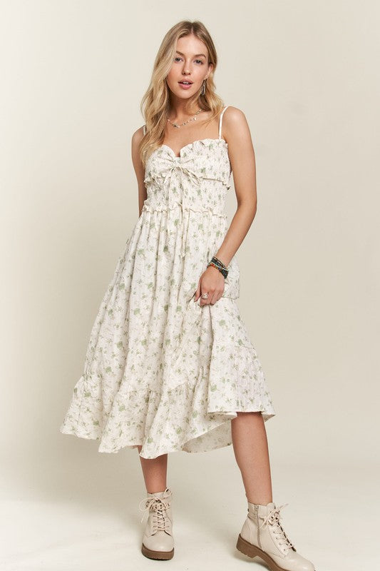 Floral Sweetheart Neck Cami Sundress - Women's Summer Floral Print Dress for Beach, Vacation & Outdoor Activities