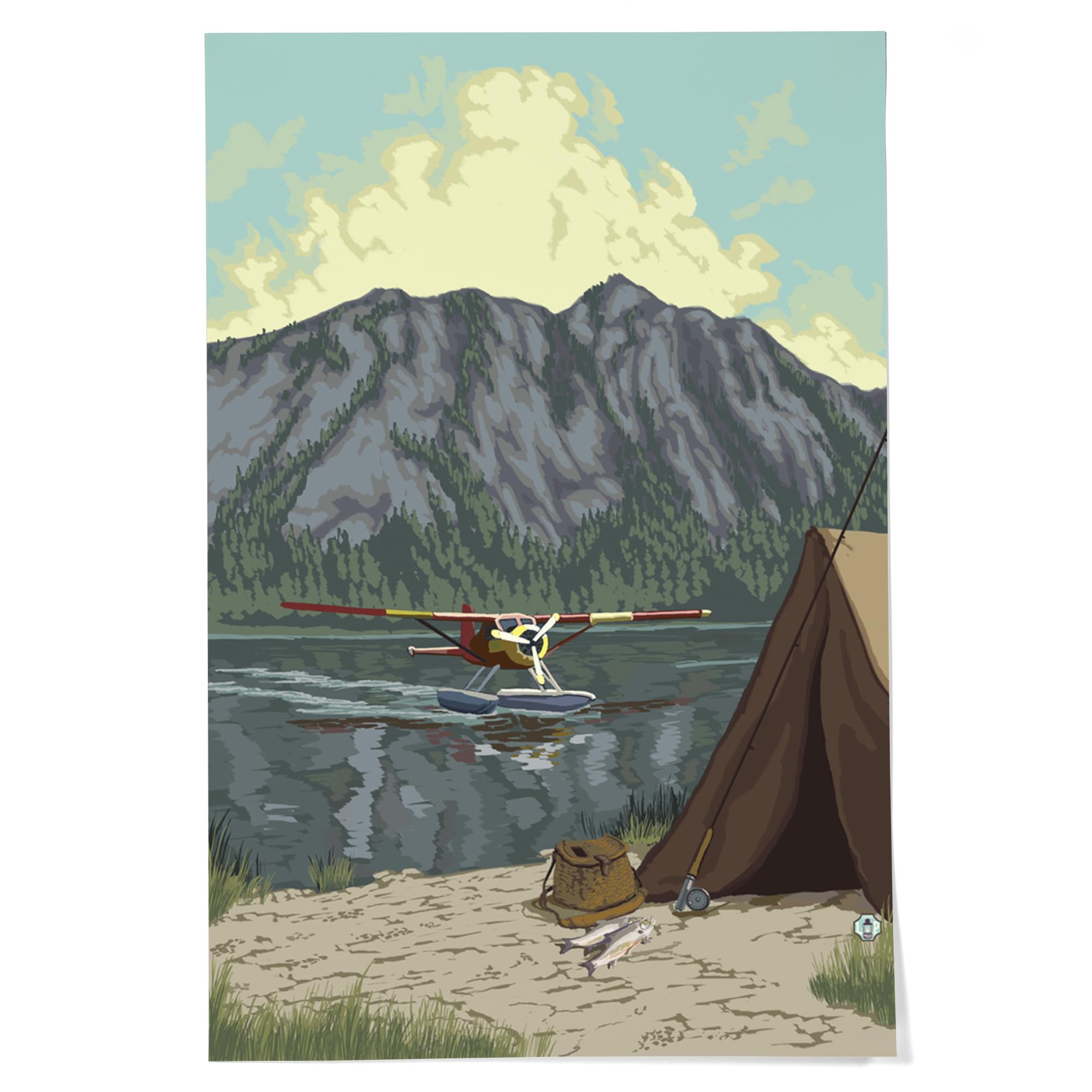 Lantern Press 24x36 Inch Giclee Art Print - Float Plane & Camping Wall Decor - Premium Canvas Wall Art for Living Room, Bedroom & Office