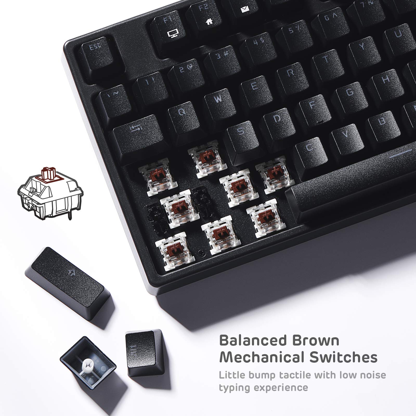 RK ROYAL KLUDGE RK87 Wireless Mechanical Gaming Keyboard - 87 Keys, RGB, Brown Switches for PC Gaming & Office Work