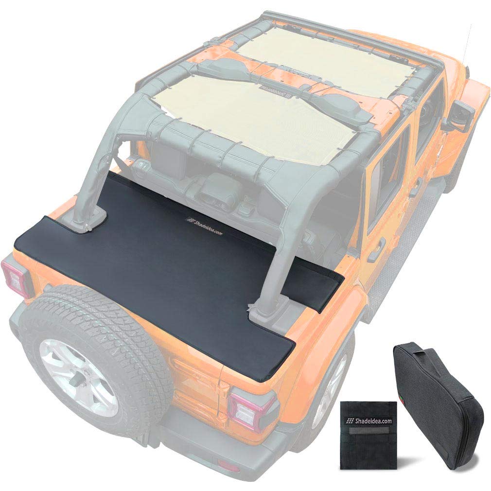 Shadeidea Black Vinyl Tonneau Cover for Jeep Wrangler JL & JLU 4-Door (2018-2024) | Waterproof Rear Trunk Cargo Cover | Fits Rubicon, Sahara, Sport S Models | Durable 3-Year Protection | Perfect for Off-Roading, Camping & Daily Commute