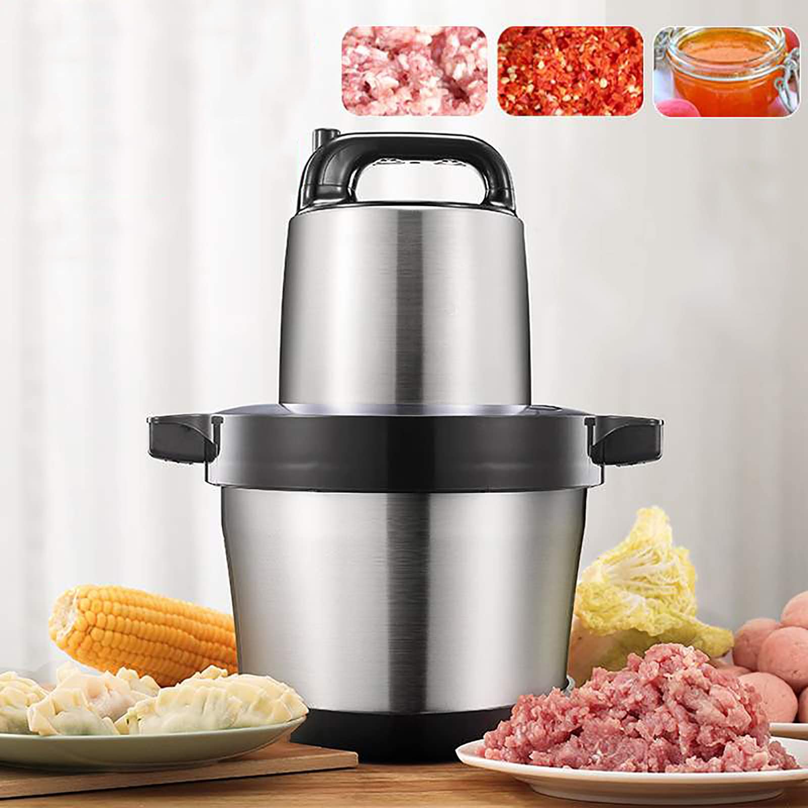 1000W Electric Food Chopper & Processor - 6L Stainless Steel Bowl, 2-Speed with 4 Blades - Perfect for Chopping Vegetables, Fruits, Meat, Nuts & Making Baby Food - Ideal for Meal Prep, Cooking & Healthy Eating