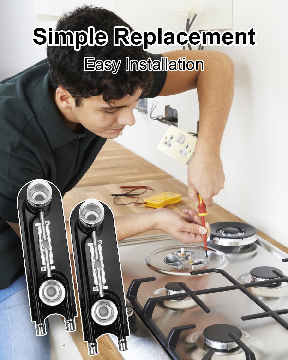 Vaticas Double Gas Burner Replacement 3412A004-19 - Compatible with Maytag & Magic Chef Stoves | High-Efficiency Gas Top Burner for Cooking, Grilling & Baking