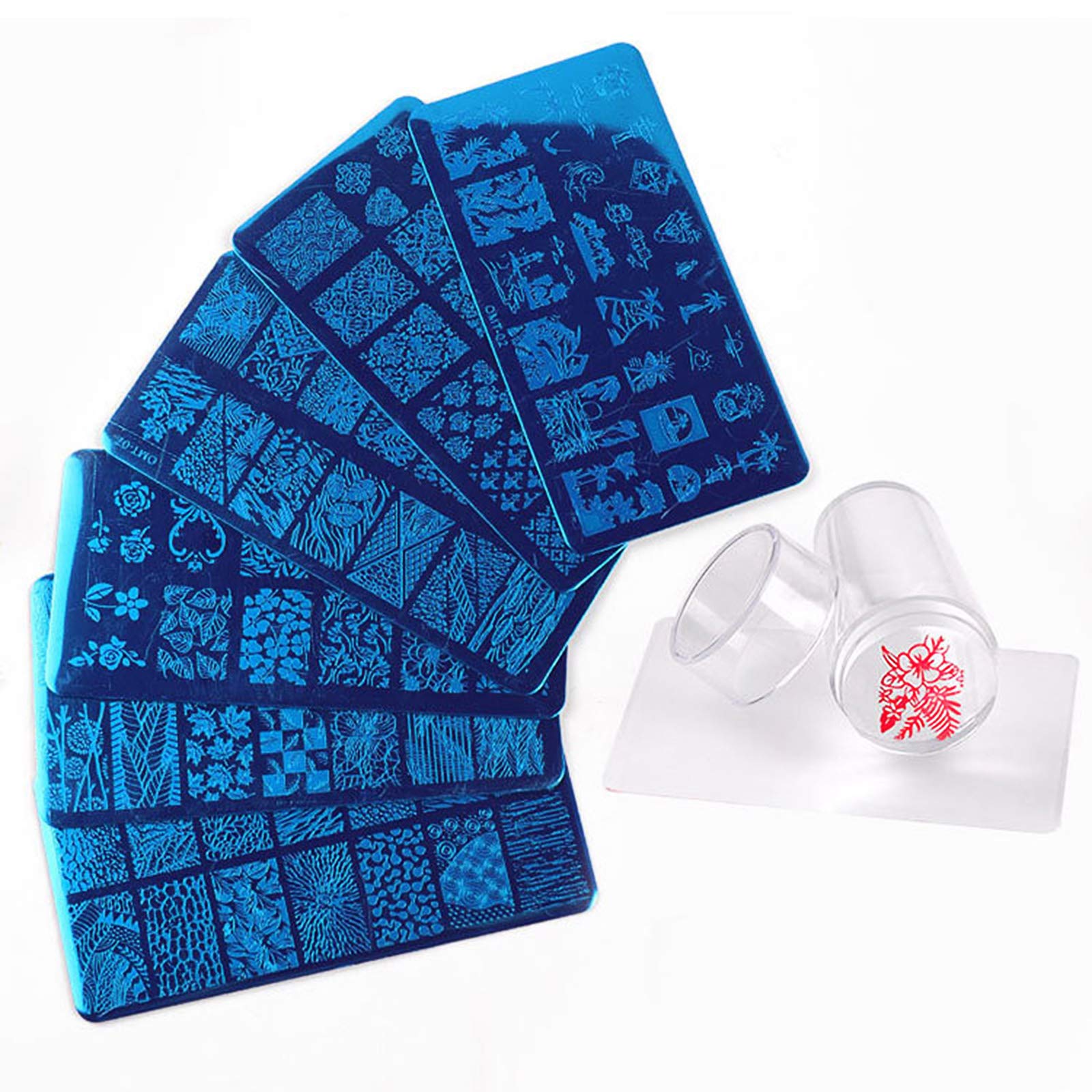 LAURAG 10Pcs Nail Stamping Plates Set with Silicone Clear Stamper & Scraper - Floral & Geometric Nail Art Designs for Professional & DIY Manicures - Perfect for Home Salon, Nail Parties & Gift Giving