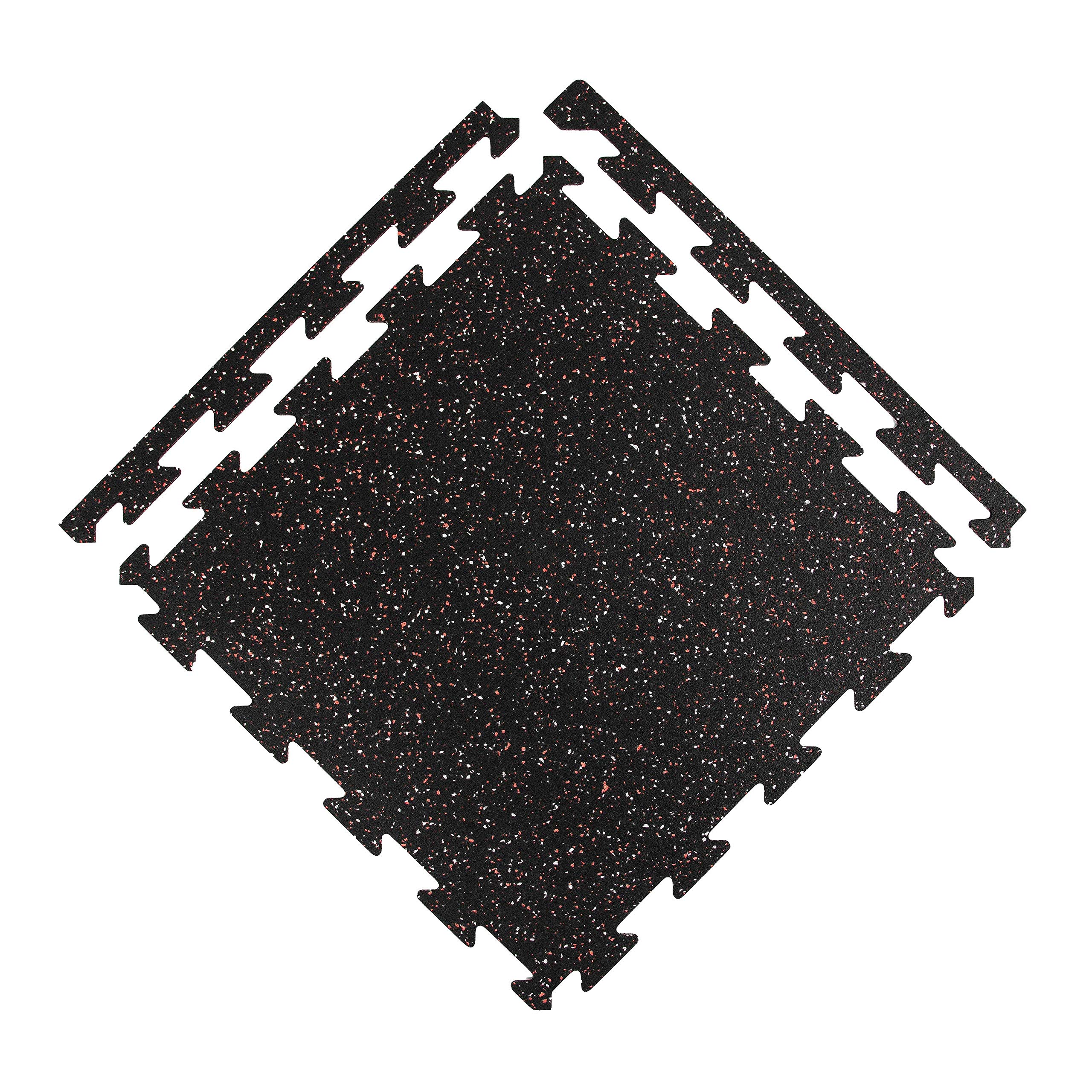 1/4 Inch Thick Eco-Lock Interlocking Rubber Floor Tiles - Large Recycled Rubber Gym Mats for Home Gym, Basement, Garage & Workshop - Non-Slip, Durable & Shock-Absorbent Flooring (Red/Eggshell, 8 Tiles) - Perfect for Workout Areas, Playrooms & Commercial Spaces