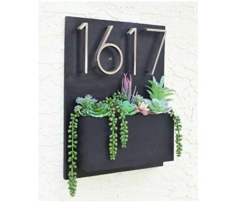 Customizable Address Sign with Planter Box - Modern House Number Display for Front Porch & Garden Decor | Perfect for Home, Apartment, and Mailbox Identification
