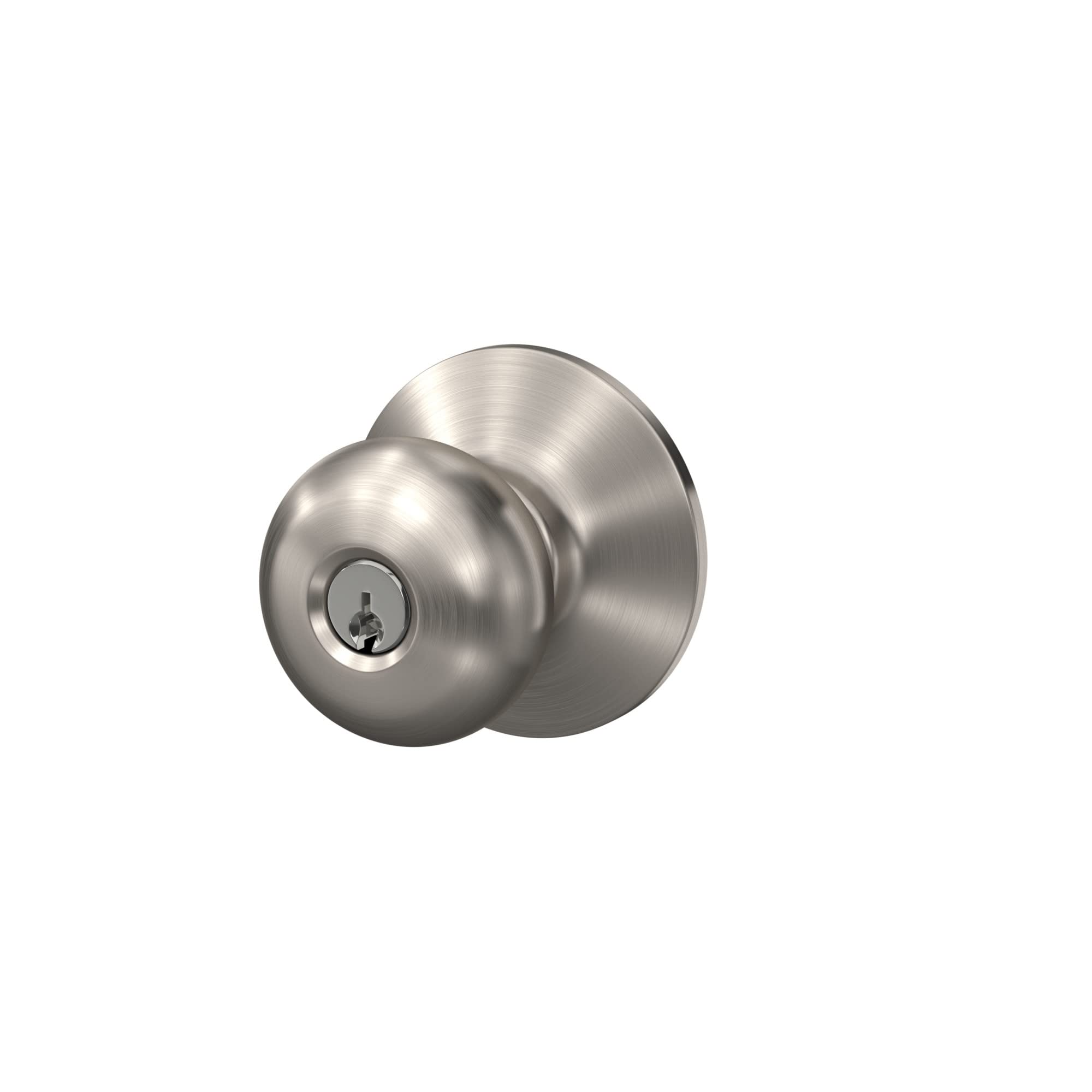 Schlage F51A PLY 619 Plymouth Keyed Entry Door Knob - Satin Nickel Finish | Secure Front Door Lock for Homes & Apartments | Durable Entryway Hardware for Enhanced Home Security