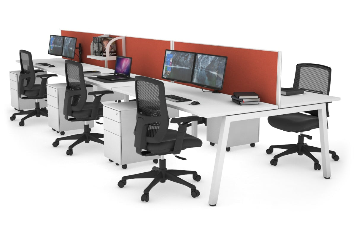 Quadro 6-Person Office Workstation Desk - 1600L x 700W Dimensions - Perfect for Team Collaboration, Conference Rooms & Open Office Spaces