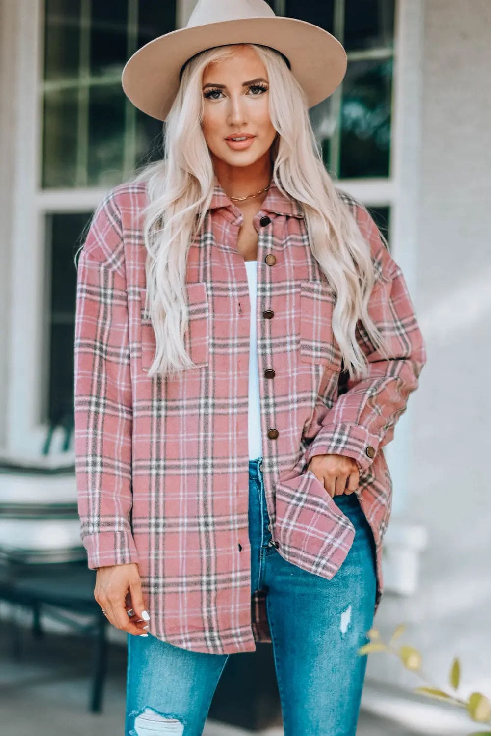 Plaid Curved Hem Dropped Shoulder Longline Shirt Jacket for Men & Women - Stylish Oversized Button Down Shirt Coat for Casual Wear, Layering & Outdoor Activities