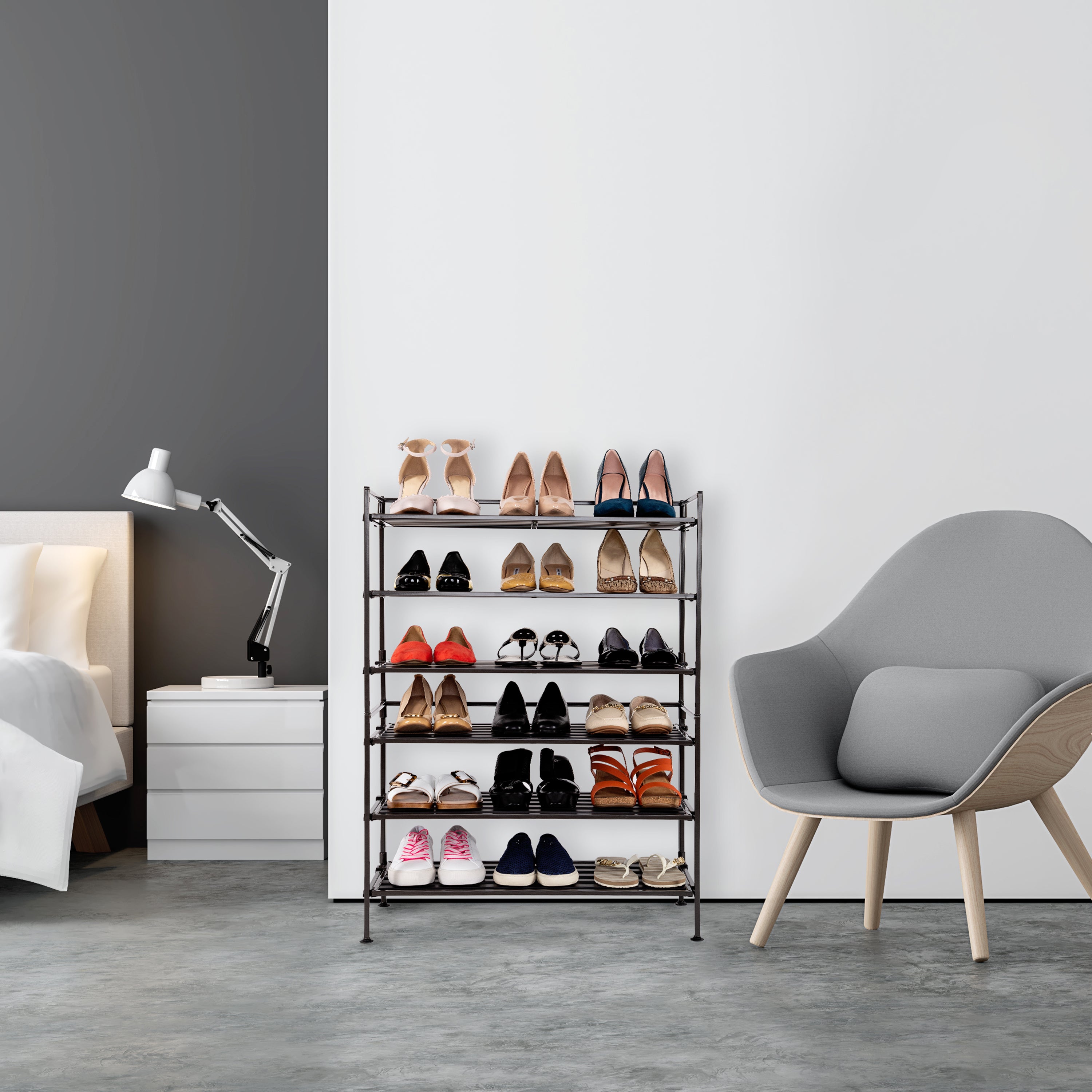 3 Tier Resin Slatted Shoe Rack (2 Pack) - Espresso Brown Space-Saving Shoe Organizer for Entryway, Closet & Bedroom Storage