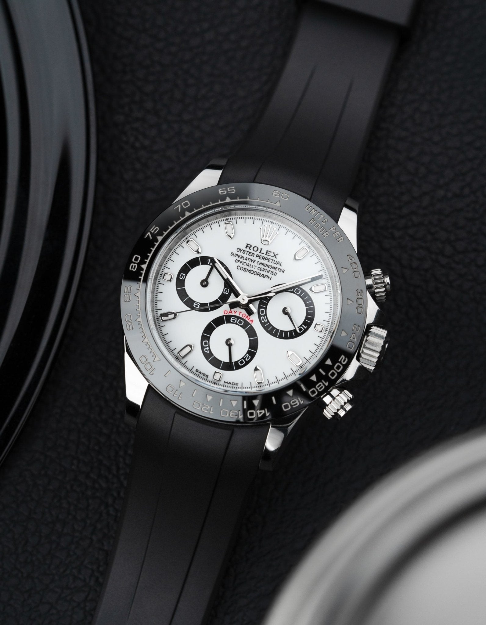 Original Rolex Daytona 116500LN Panda Rubber Watch Band - Durable Replacement Strap for Sports, Diving & Everyday Wear